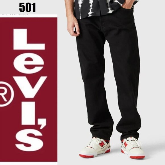 LEVI'S 501 Black Relax Straight Leg Fit Jeans 40 - Picture 1 of 12